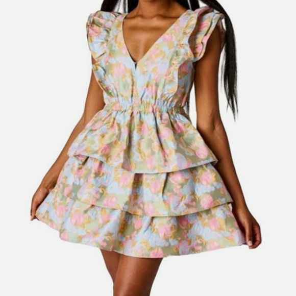 Buddy Love Dresses & Skirts - Buddy Love Hudson Womens Mini Dress Floral Chasing Rainbows Lined